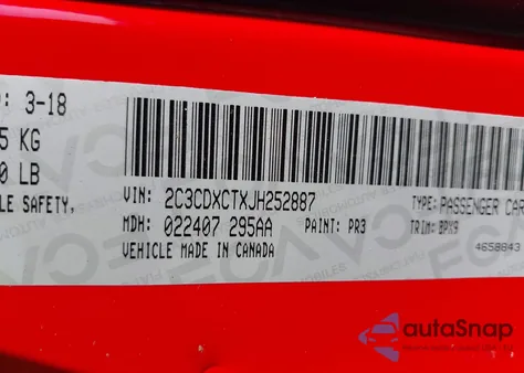 2018 Dodge Charger R/T Rwd from USA, damaged, VIN 2C3CDXCTXJH252887